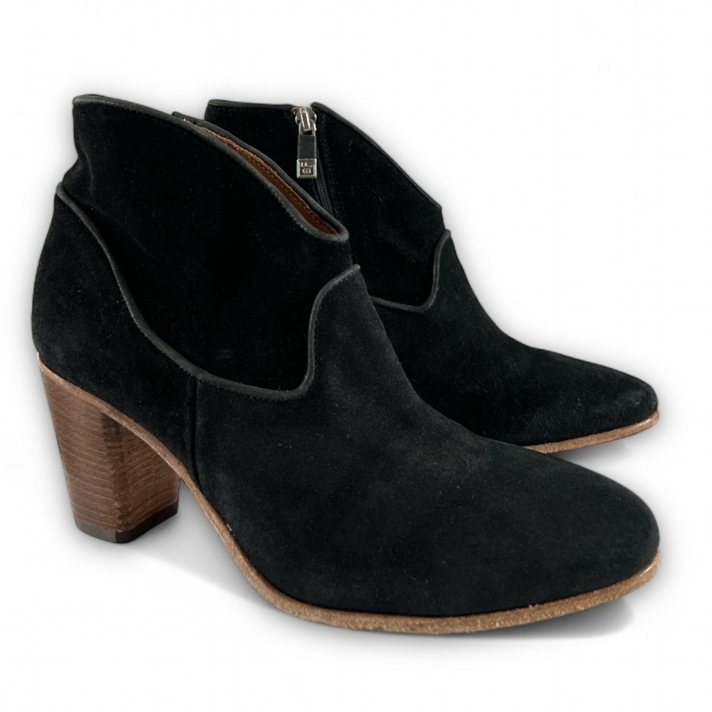 Alberto Fermani Black Suede Leather Zip Up Heeled Booties Boots Size 6 New
